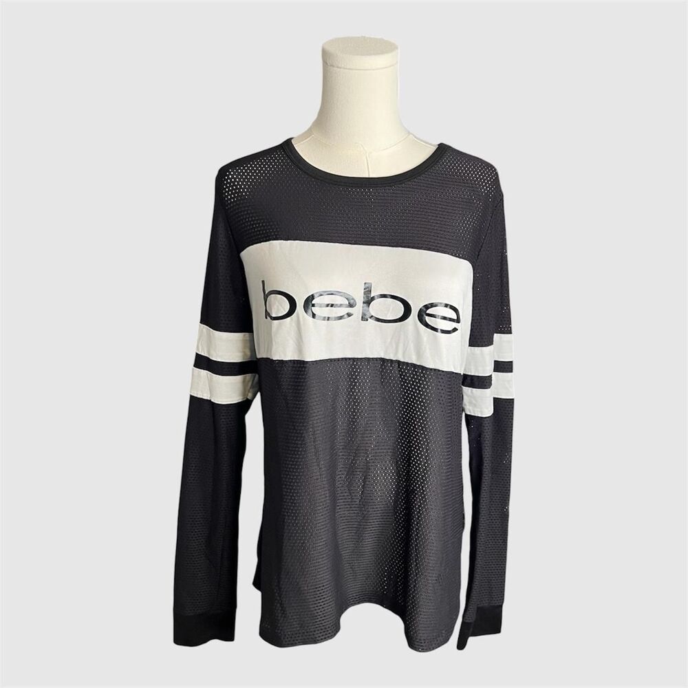 Bebe Sport Mesh Long Sleeve Jersey Top